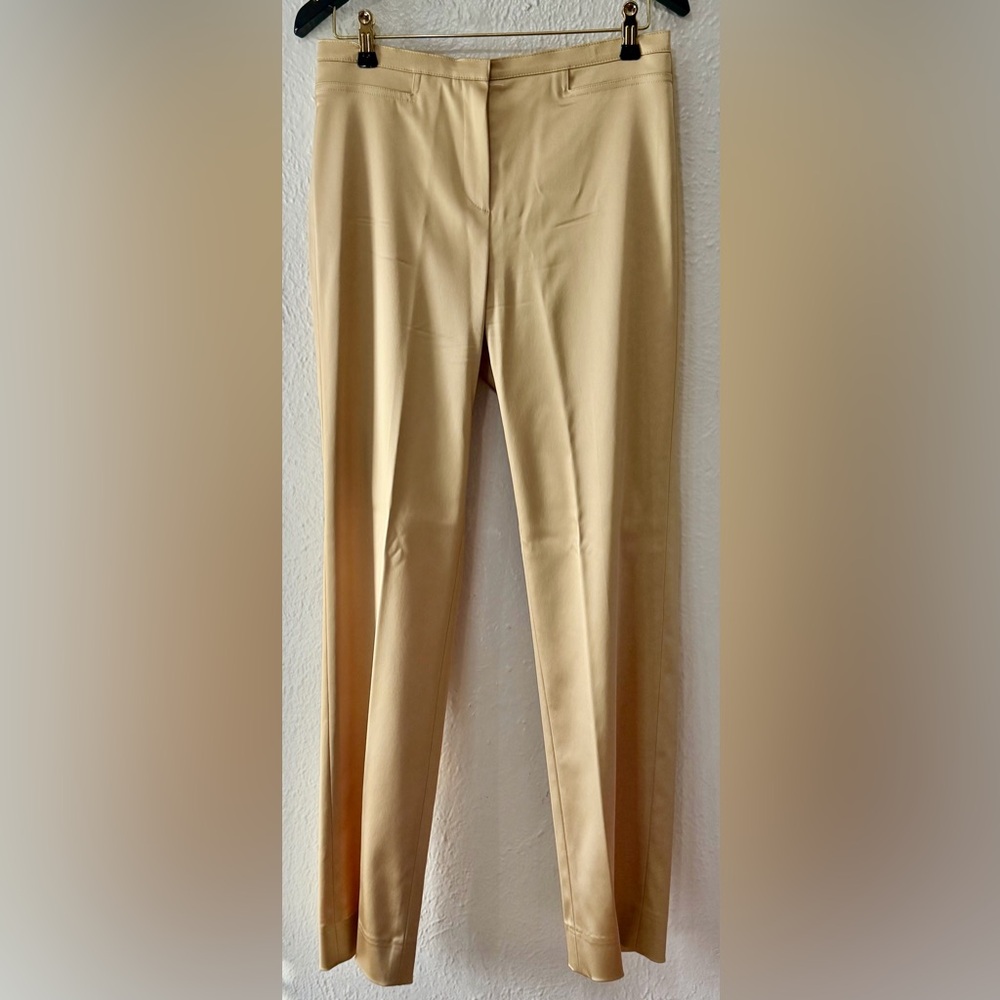 Chic Women's Gold Satin Straight Leg Pants
